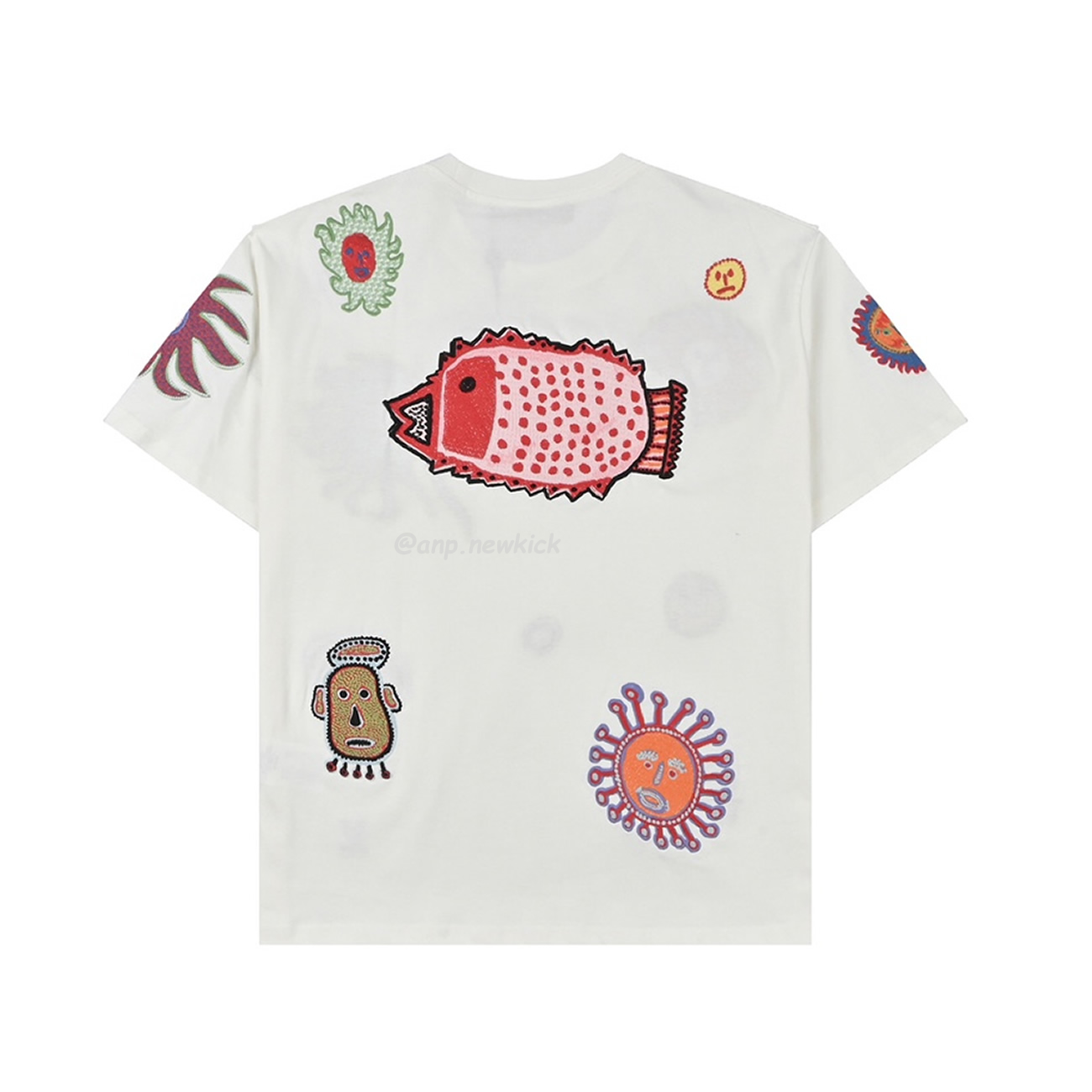 Louis Vuitton Sun Fish Barb Embroidered Couple Short Sleeved T Shirt (3) - www.newkick.vip
